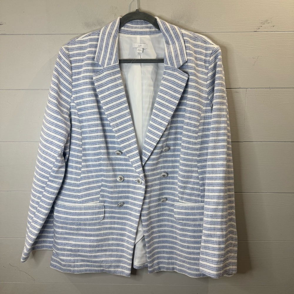J.Jill NWOT Modern Spectator Cotton Button Long Sleeve Faux Pockets Blazer Large